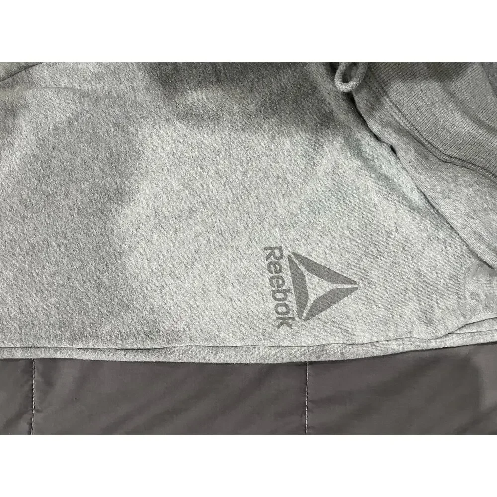 Reebok Women's Elite Cozy Oversized Fleece Jogger Side Pockets Grey Heather XL